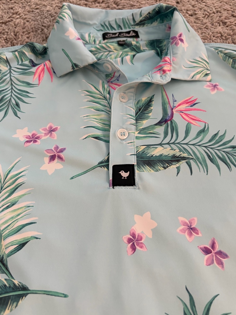 Bad Birdie Men’s Golf Polo - Tropical Print - Small